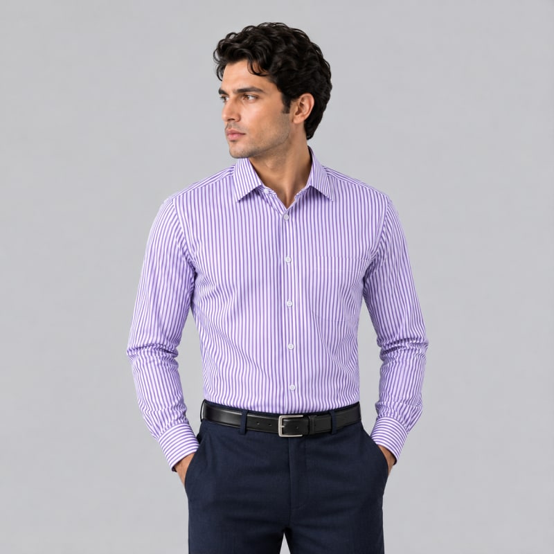 Royal Purple Stripe Men's Formal Shirt image