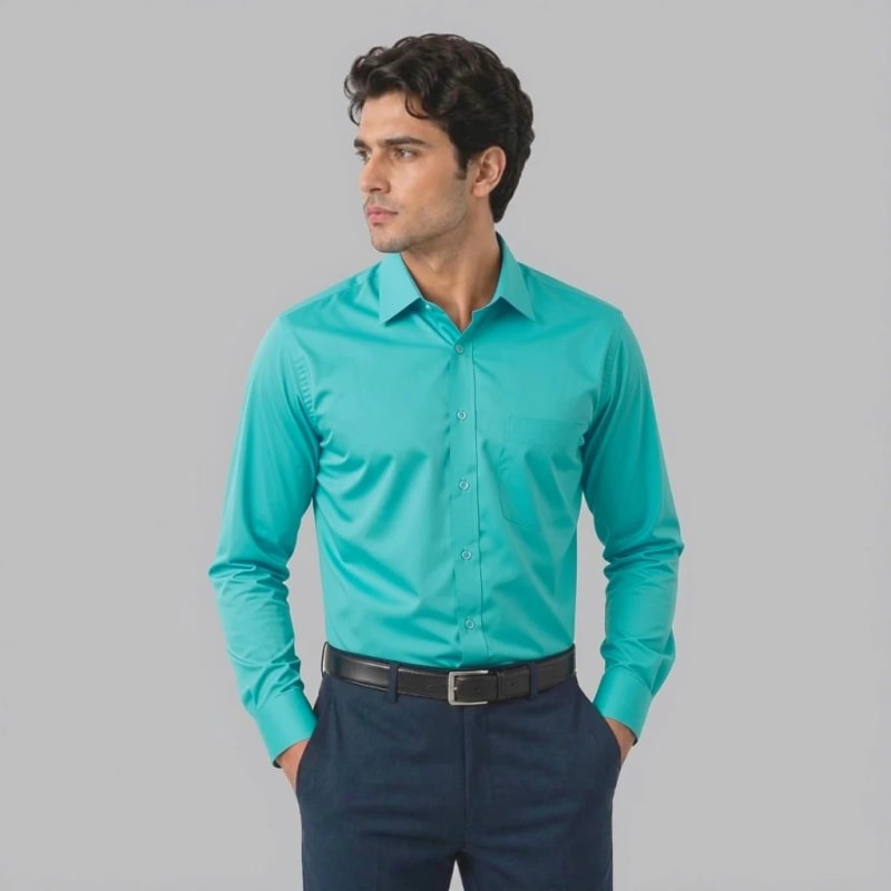 Sea Green Men's Formal Shirt image