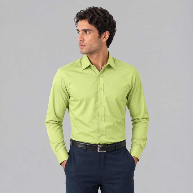 Yellow-Green Men's Formal Shirt image