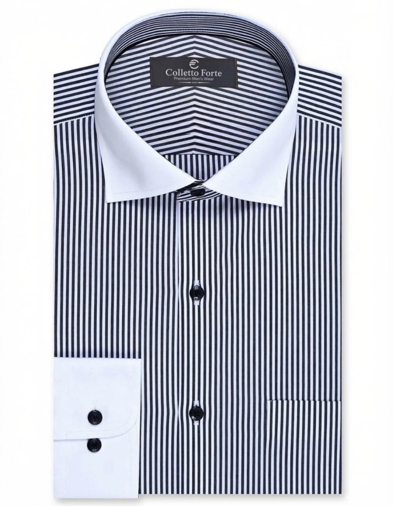 Black and White Contrast Stripe Men's Formal Shirt image