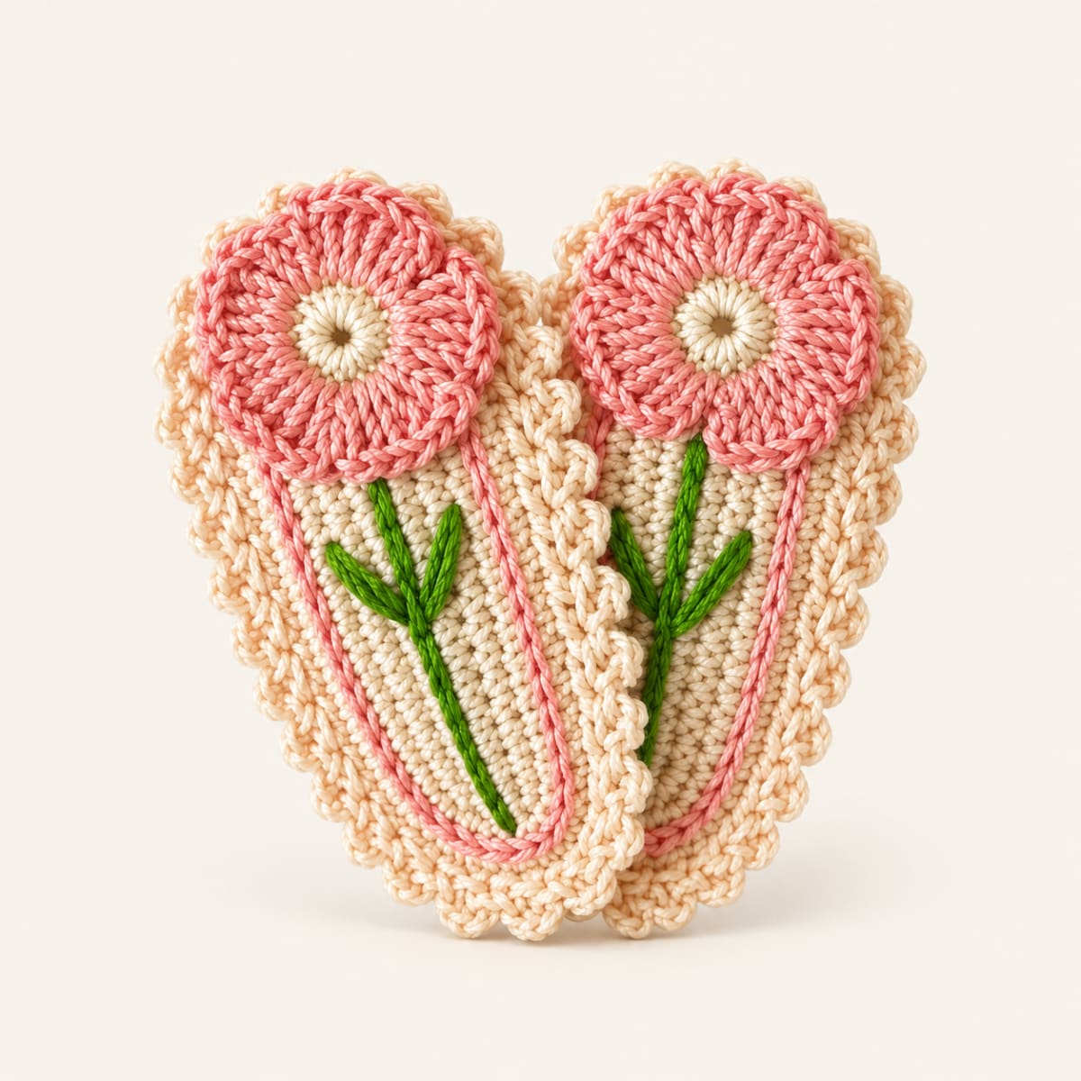Handmade Crochet Flower Hair Clips – Set of 2 (Peach & Pink) — image 1 of 3