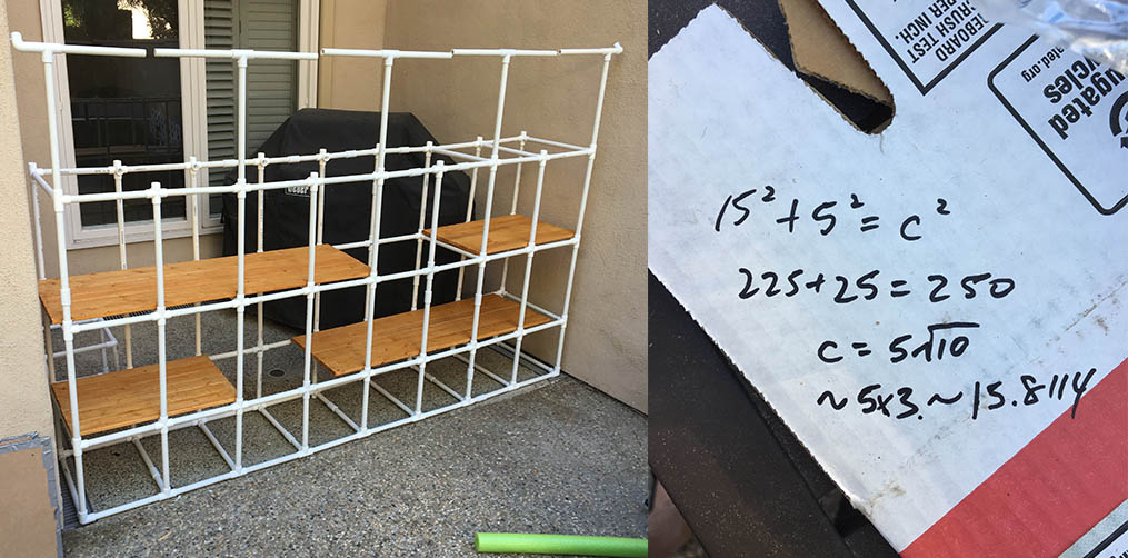 Calculating the PVC tube size for the design of my catio roof.