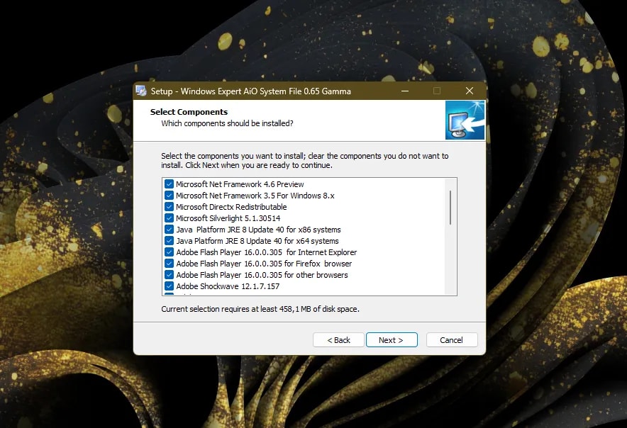 AIO Runtimes interface showing essential components
