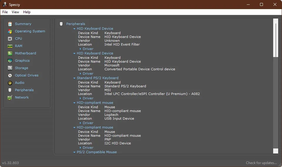 Spesifikasi modul RAM di Speccy
