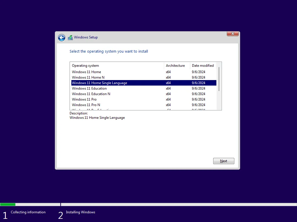 Pilih Edisi Windows 11
