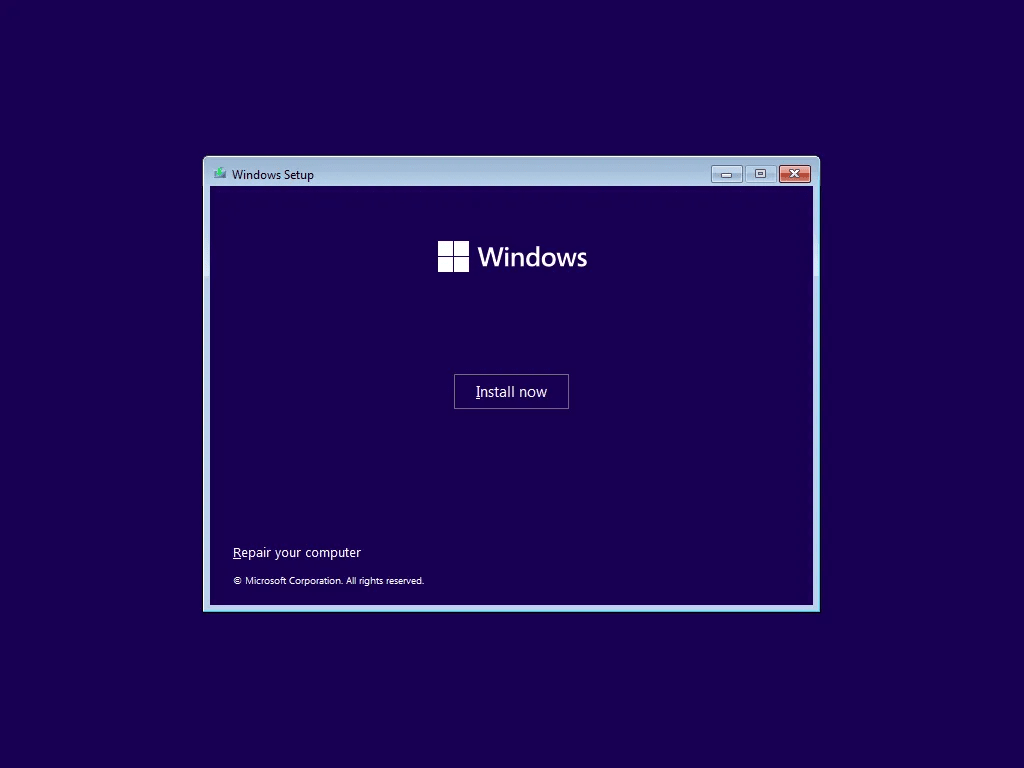 Klik Install Now