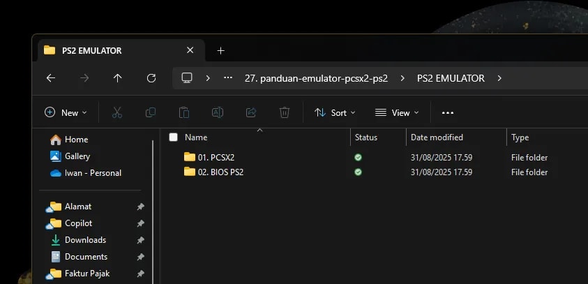 PCSX2 extracted folder contents structure
