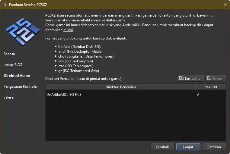 Directing the emulator to the BIOS folder