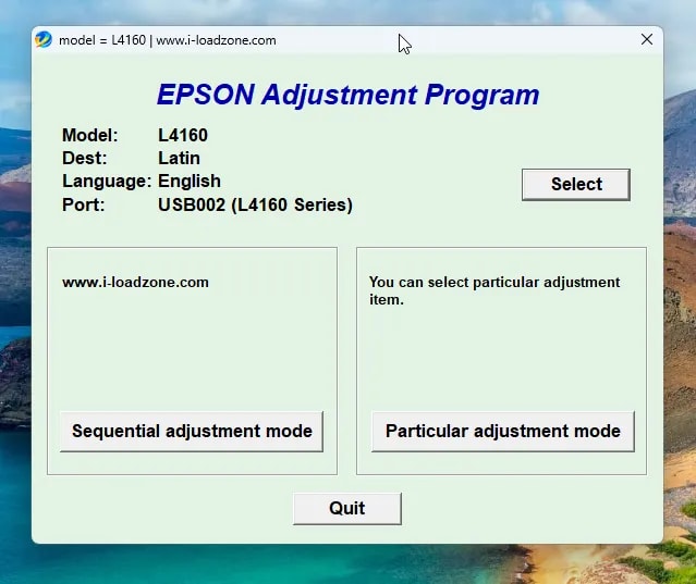 Langkah reset Epson adjustment program bagian 3