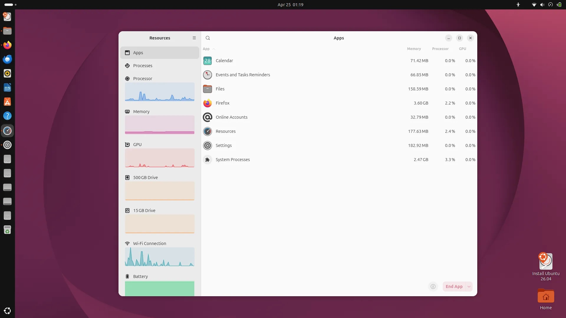 Ubuntu Dock di 26.04 sudah tidak transparan lagi, tampil lebih solid