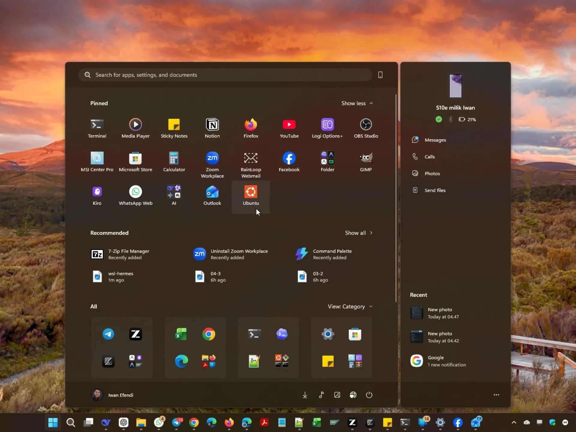 Setup laptop MSI Modern 14 milik saya dengan Windows 11, WSL 2 Ubuntu, dan 9Router AI gateway