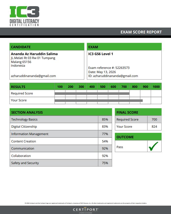 IC3 Digital Literacy Certification GS6