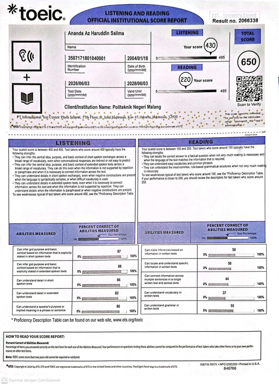 TOEIC (Test of English for International Communication)