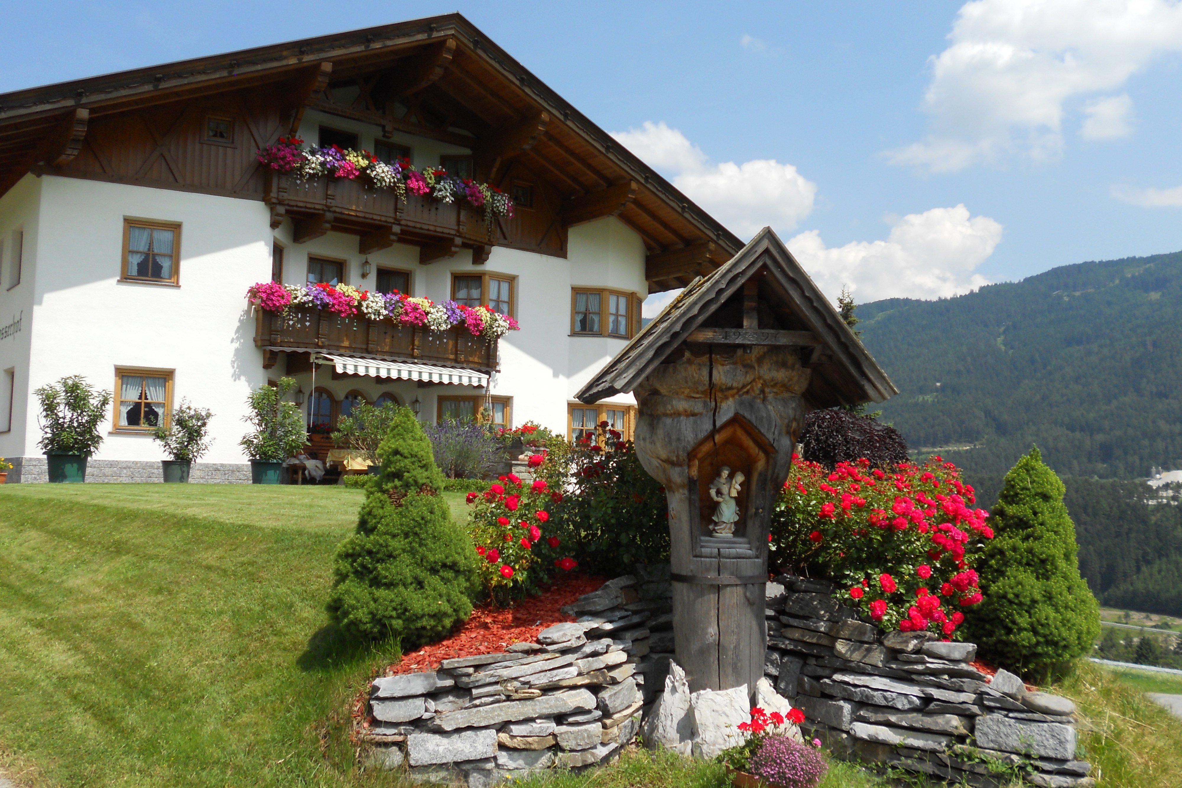 Huis met rozen in Telfes