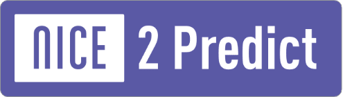 Lila Banner mit dem weißen Schriftzug „NICE 2 Predict“