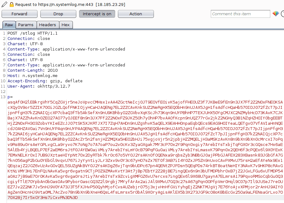 Burp Suite-style HTTP request editor showing a POST request with headers and URL-encoded form data
