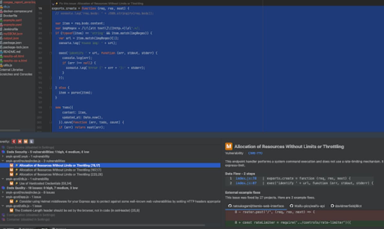 DeepCode AI in the JetBrains IDE