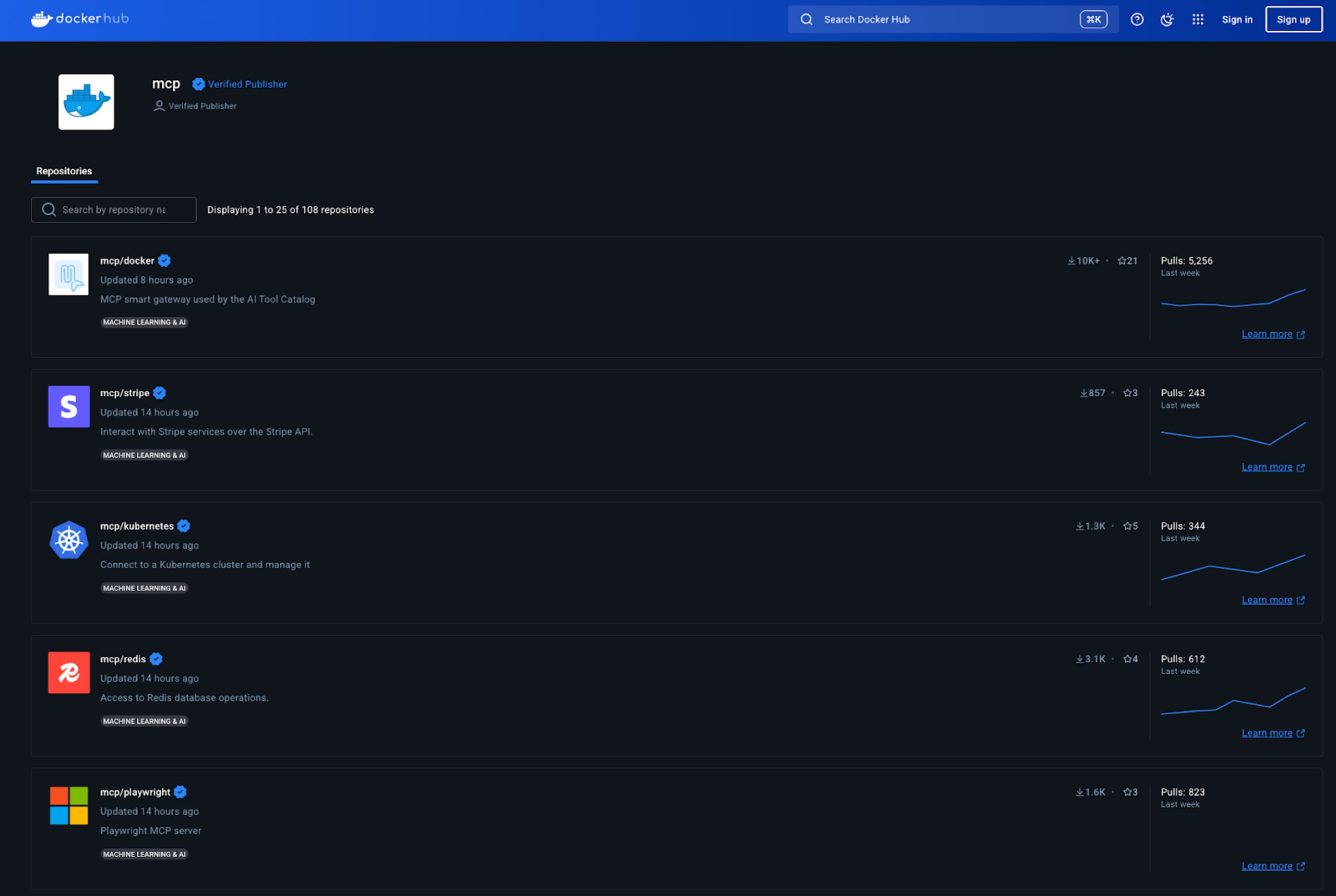 MCP Servers as Docker containers on Docker Hub.
