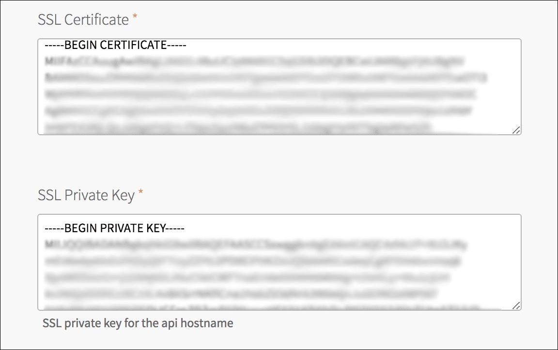 Screenshot of certificate and Private key