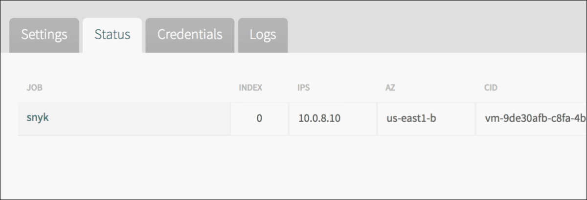 Screenshot of tile Status page