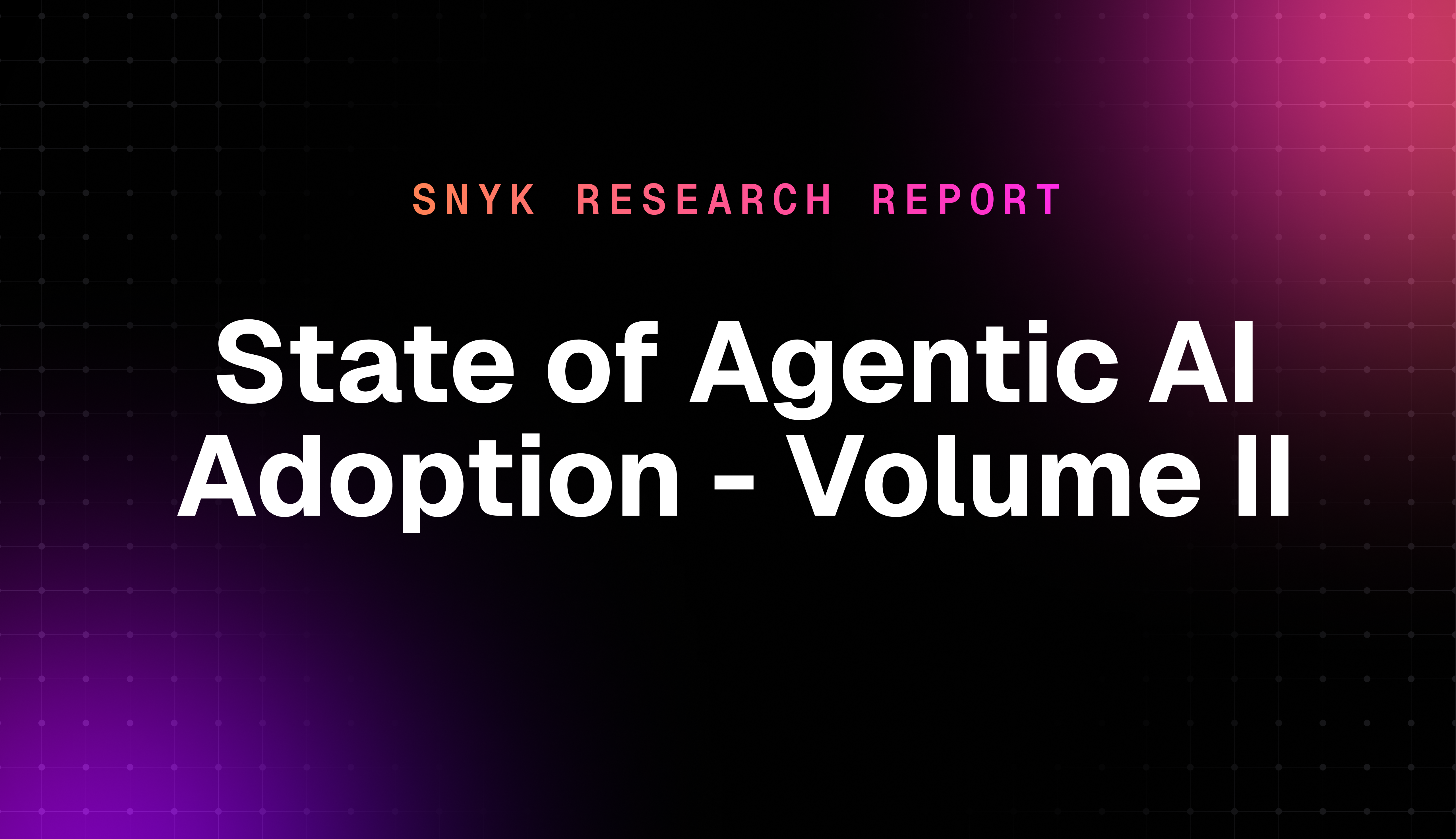 Portada del reporte State of Agentic AI Adoption Volumen II de Snyk sobre adopción de IA agéntica en empresas