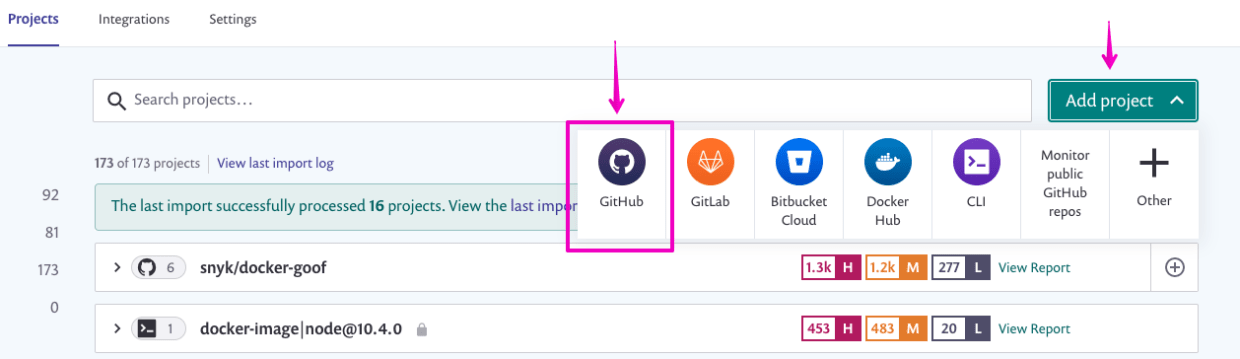 Add a GitHub repository to Snyk Code with a click.