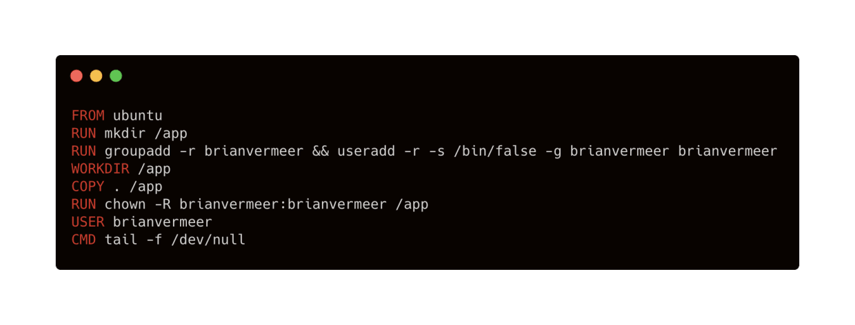 create a least-privileged user for Docker java image