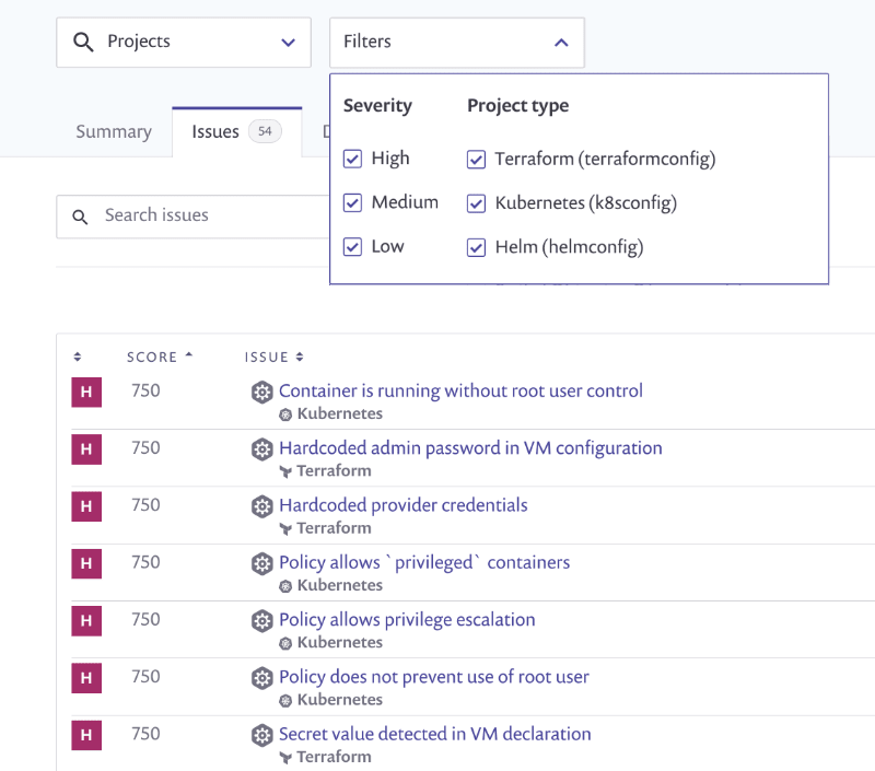 Easily filter your Snyk IaC issues