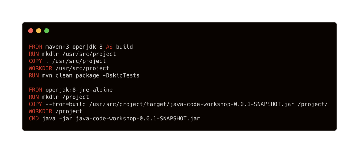multistage Docker image build for Java