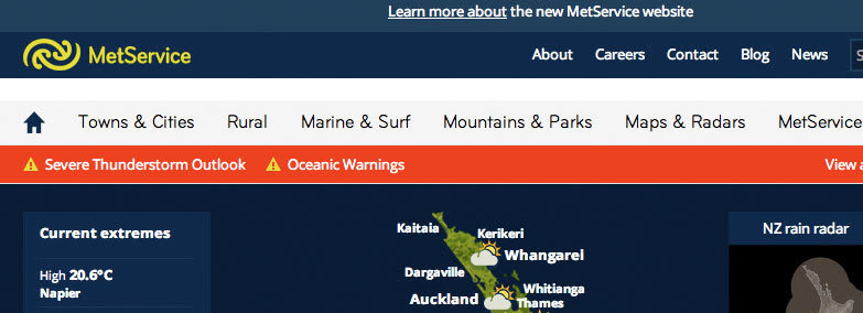 MetService redesign aimed at the avid weather watcher - stoppress.co.nz