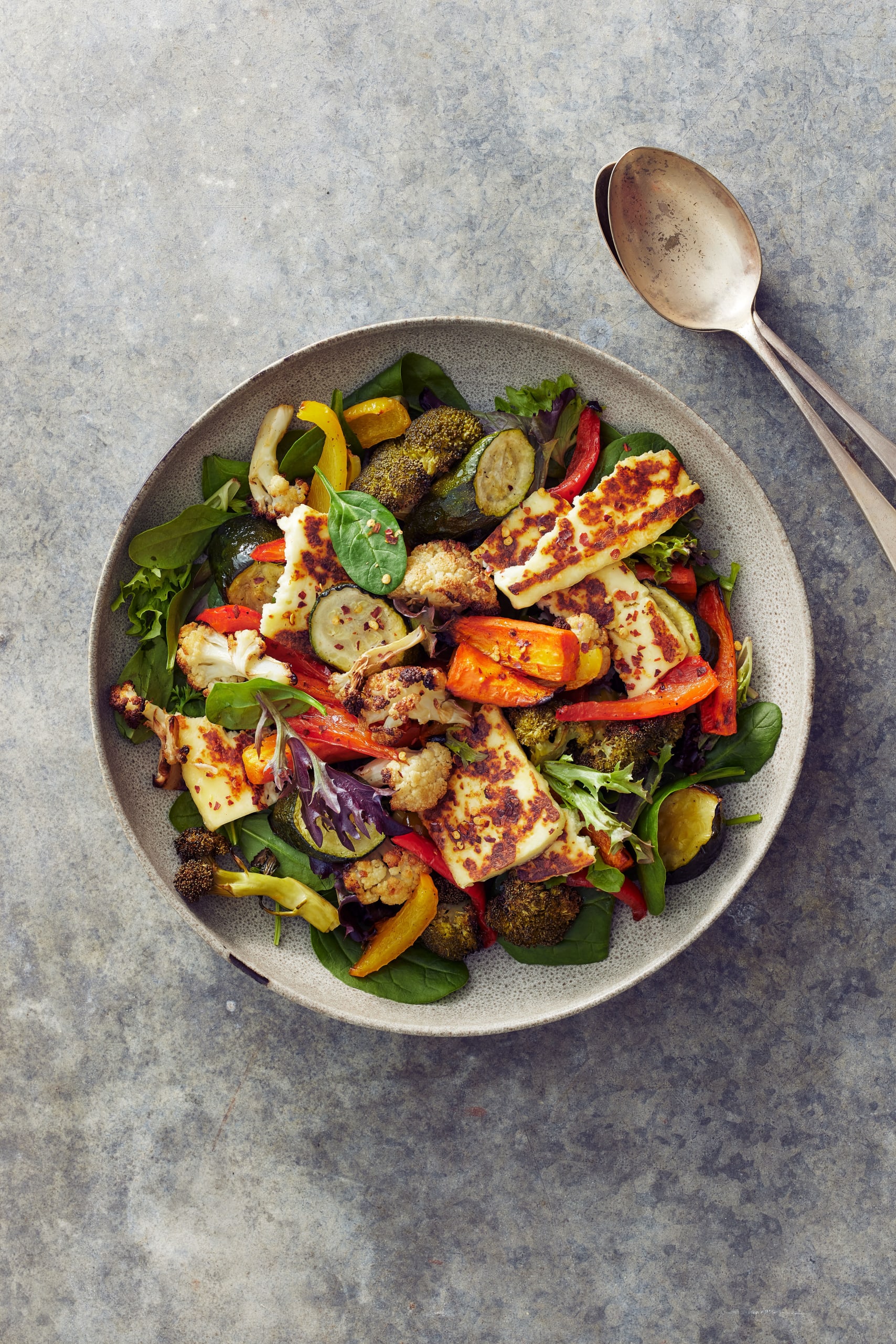 Roast Vegetable Salad with Pan-fried Paneer and Coriander and Chilli ...