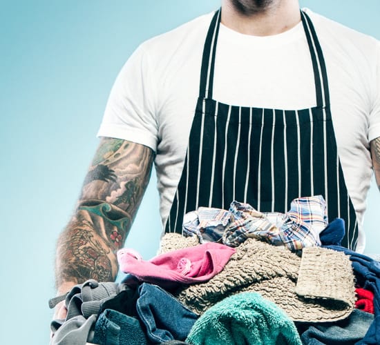 man doing laundry