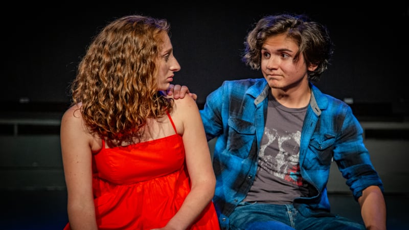 Teen acting students performing