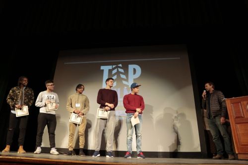 A middle schol teams poses for a photo at the award ceremony