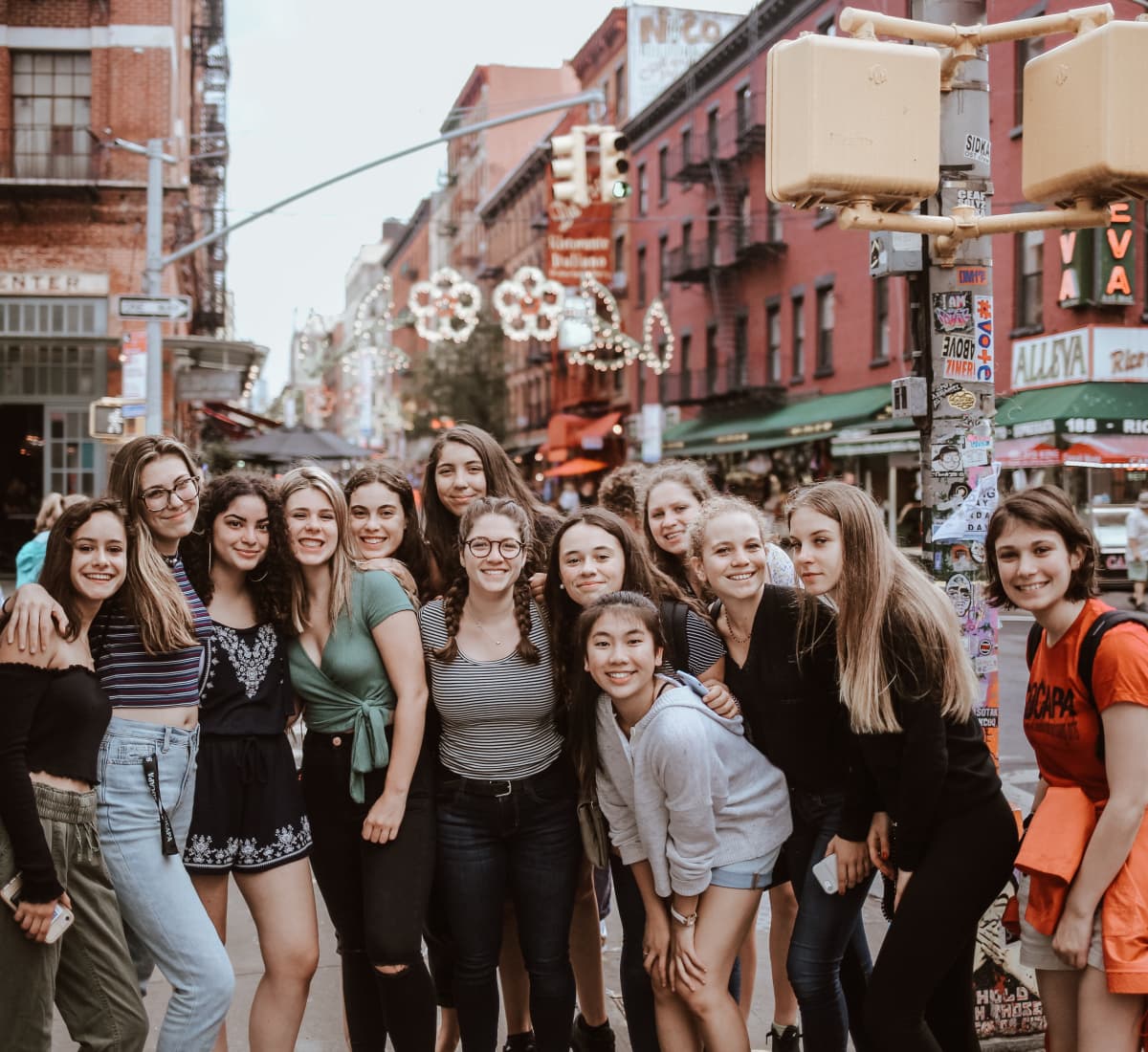 Camp teens in Greenwich Village, Manhattan