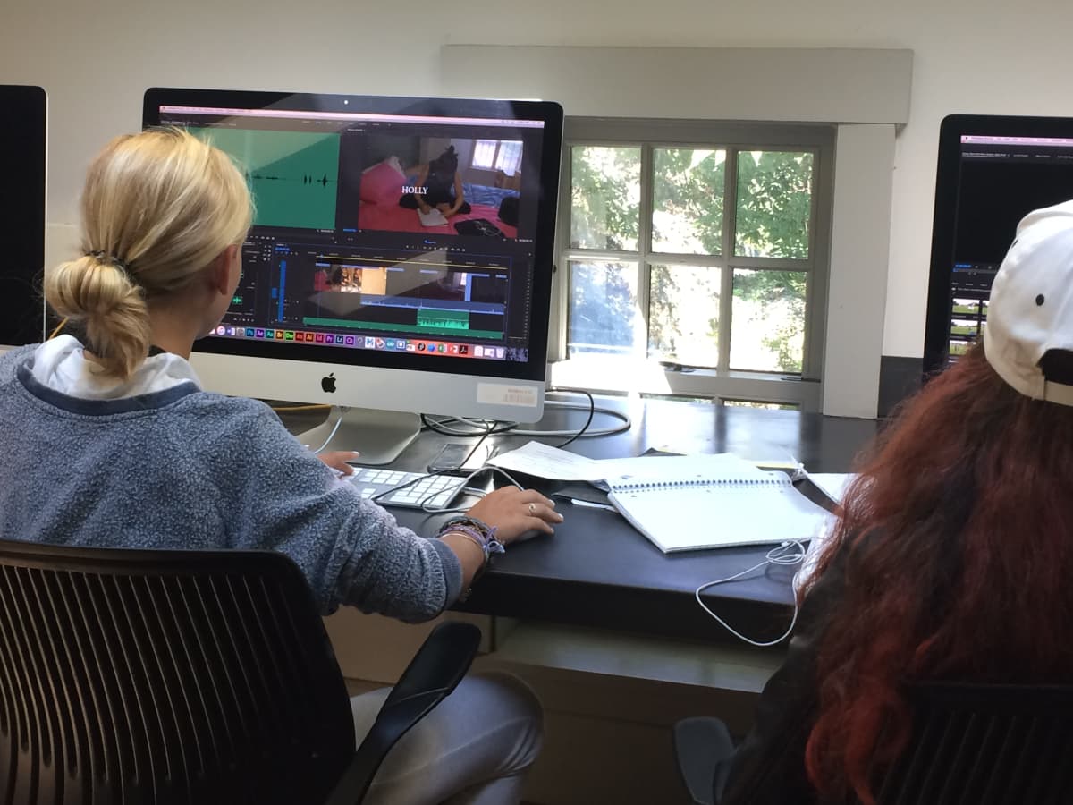 Students editing film