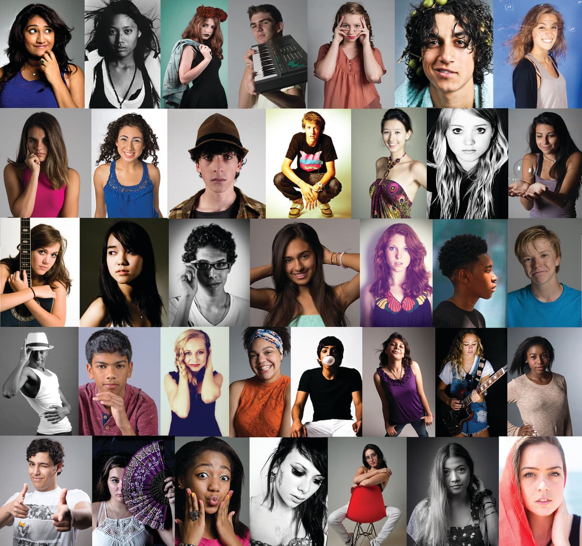 Headshots of teen actors