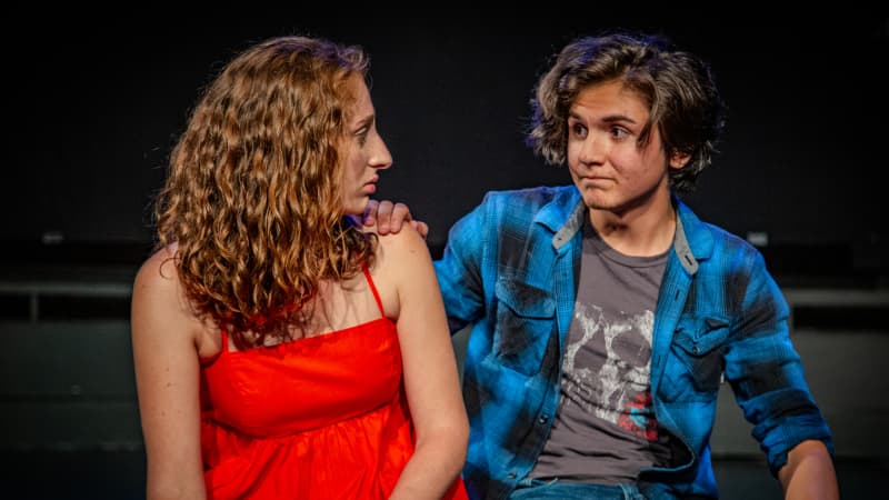 Teen acting students performing