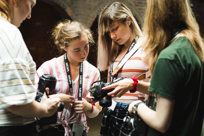 Teens learning photography in New York City