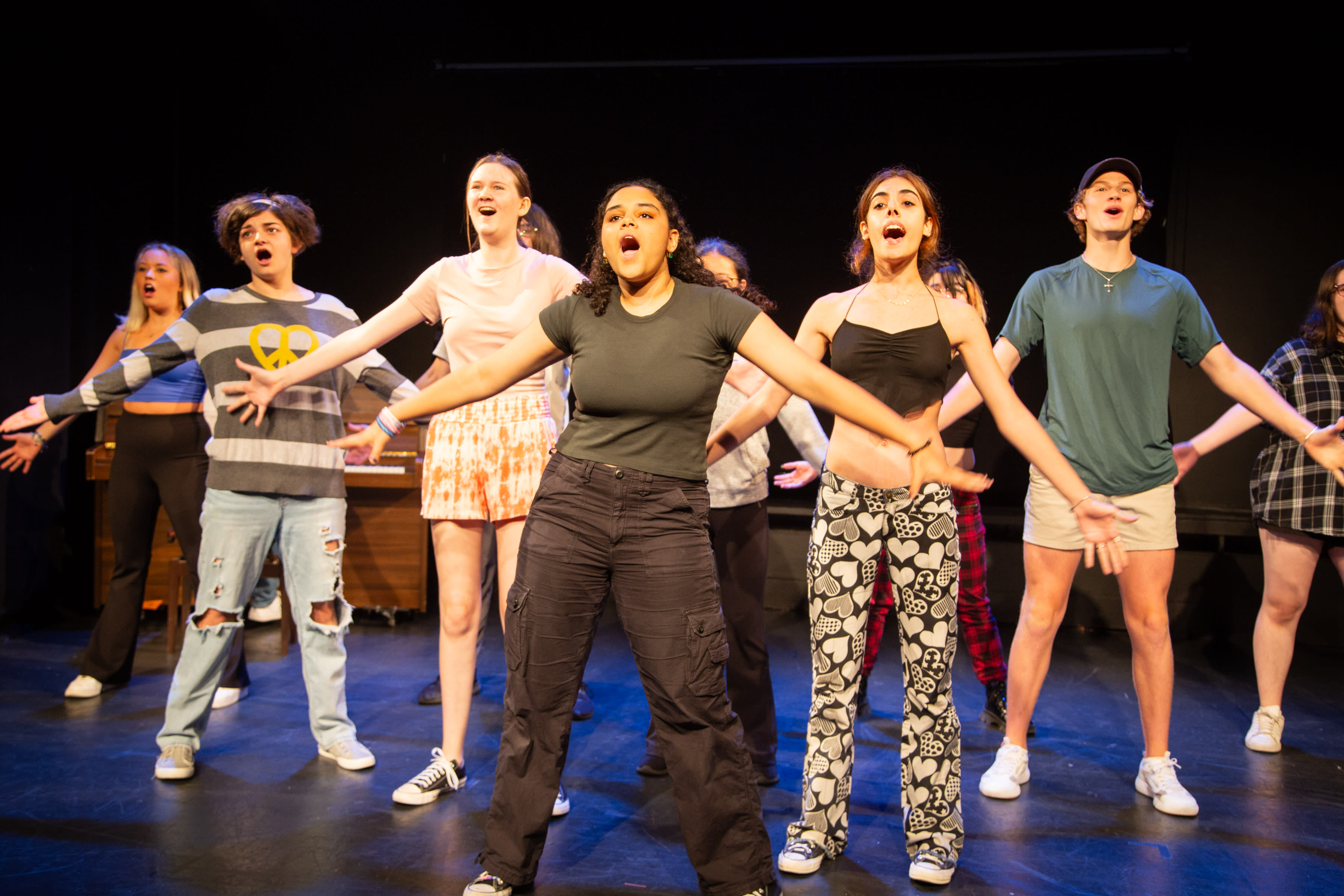 SOCAPA students embracing after a musical theater performance
