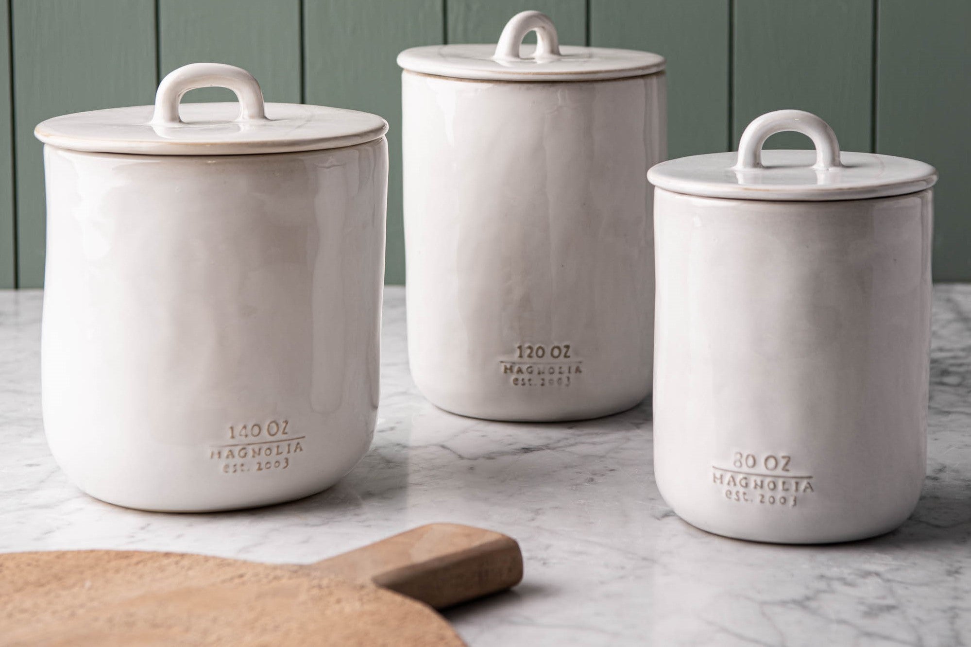 White Ceramic Modern Canister - Magnolia