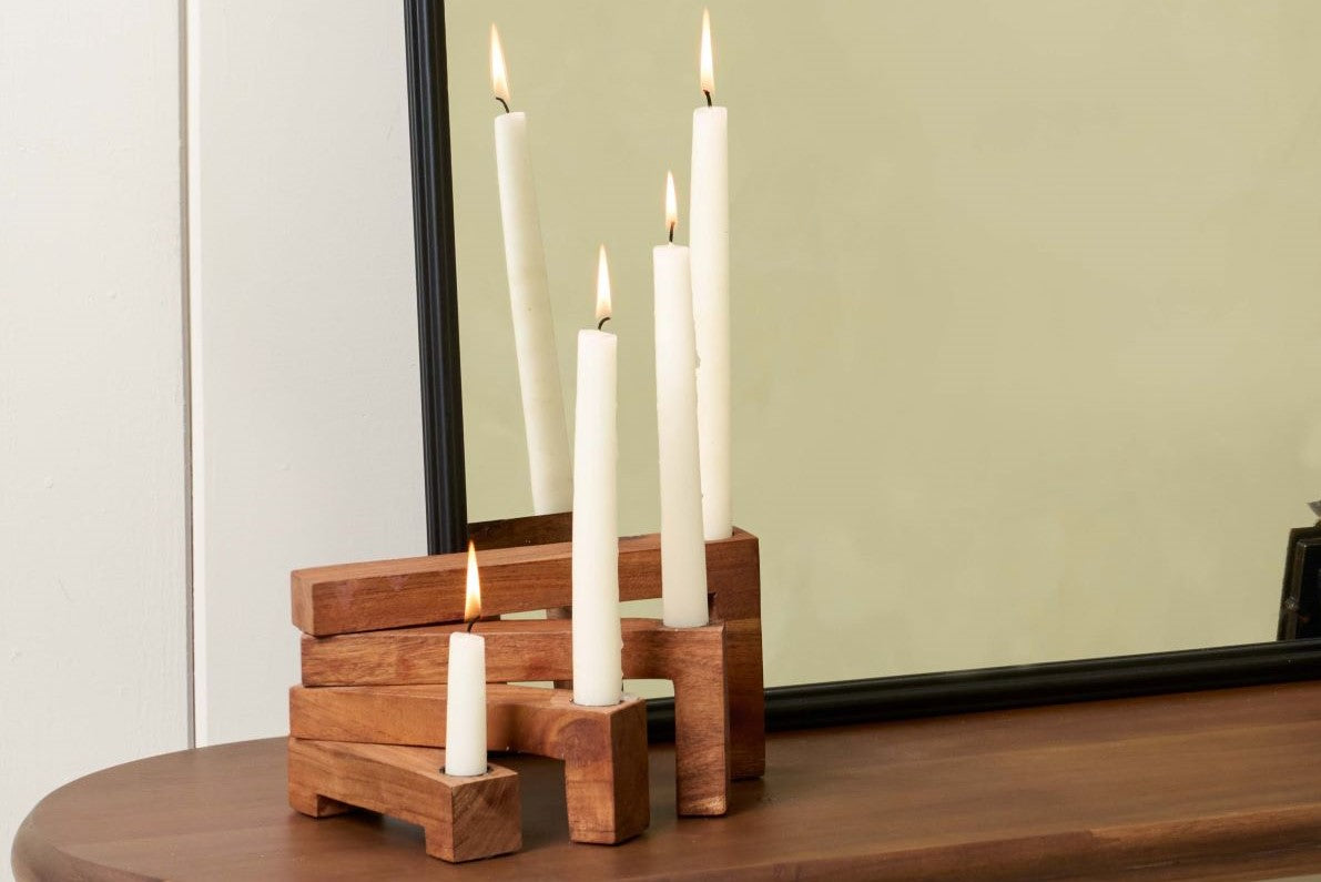 Brass and Marble Candleholder - Magnolia