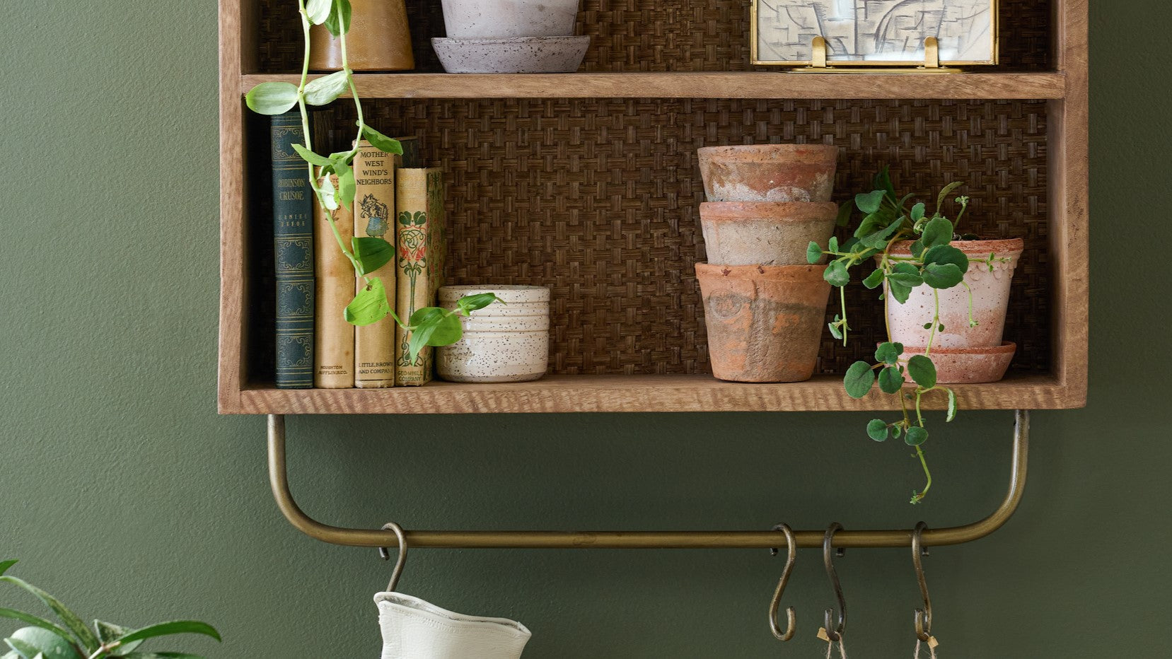 3 Tier Shelf Boho Decor, Wood Wall Shelf with Woven Rope, Rustic