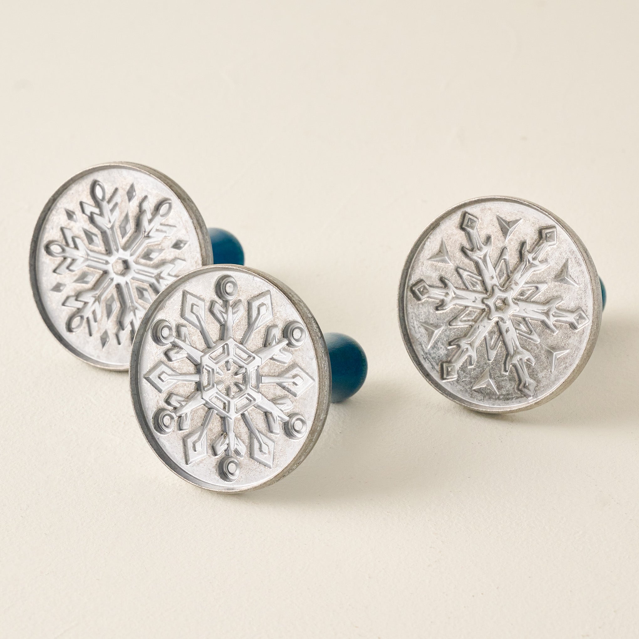 Snowflake Cookie Stamps Set of Three showing snowflake shape