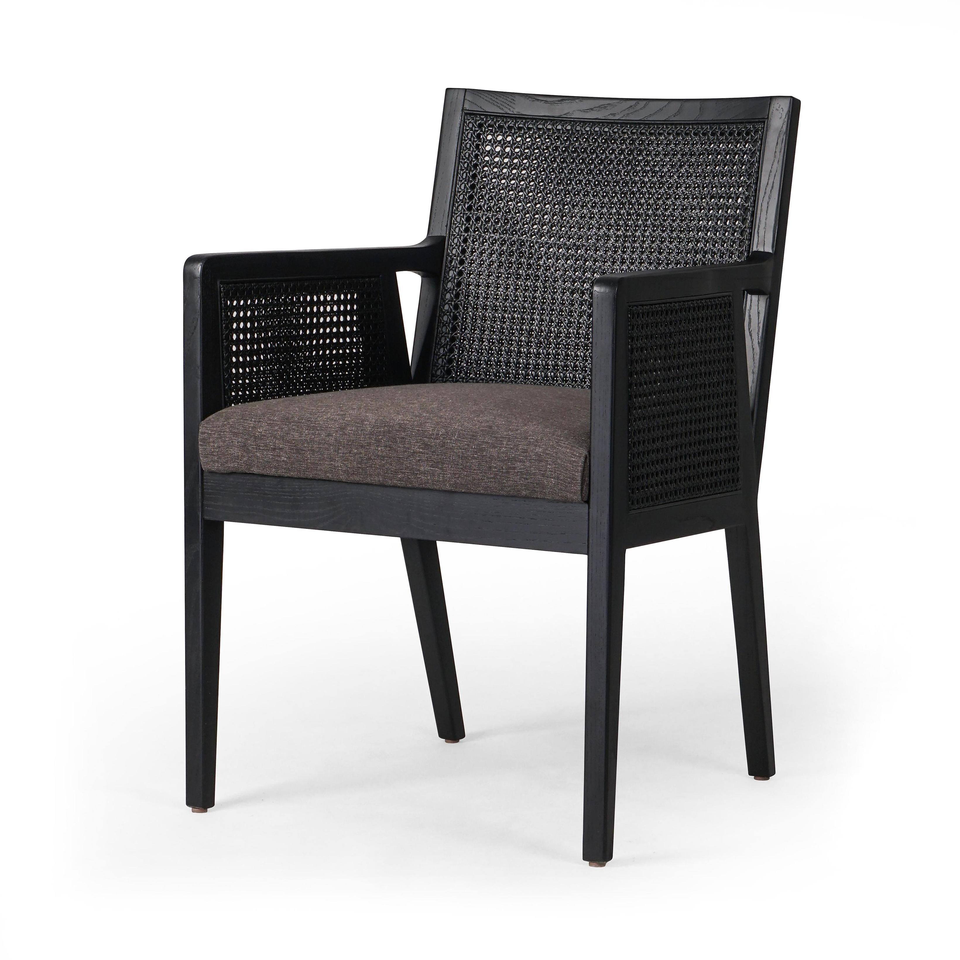 Lita Dining Armchair in black  angled view