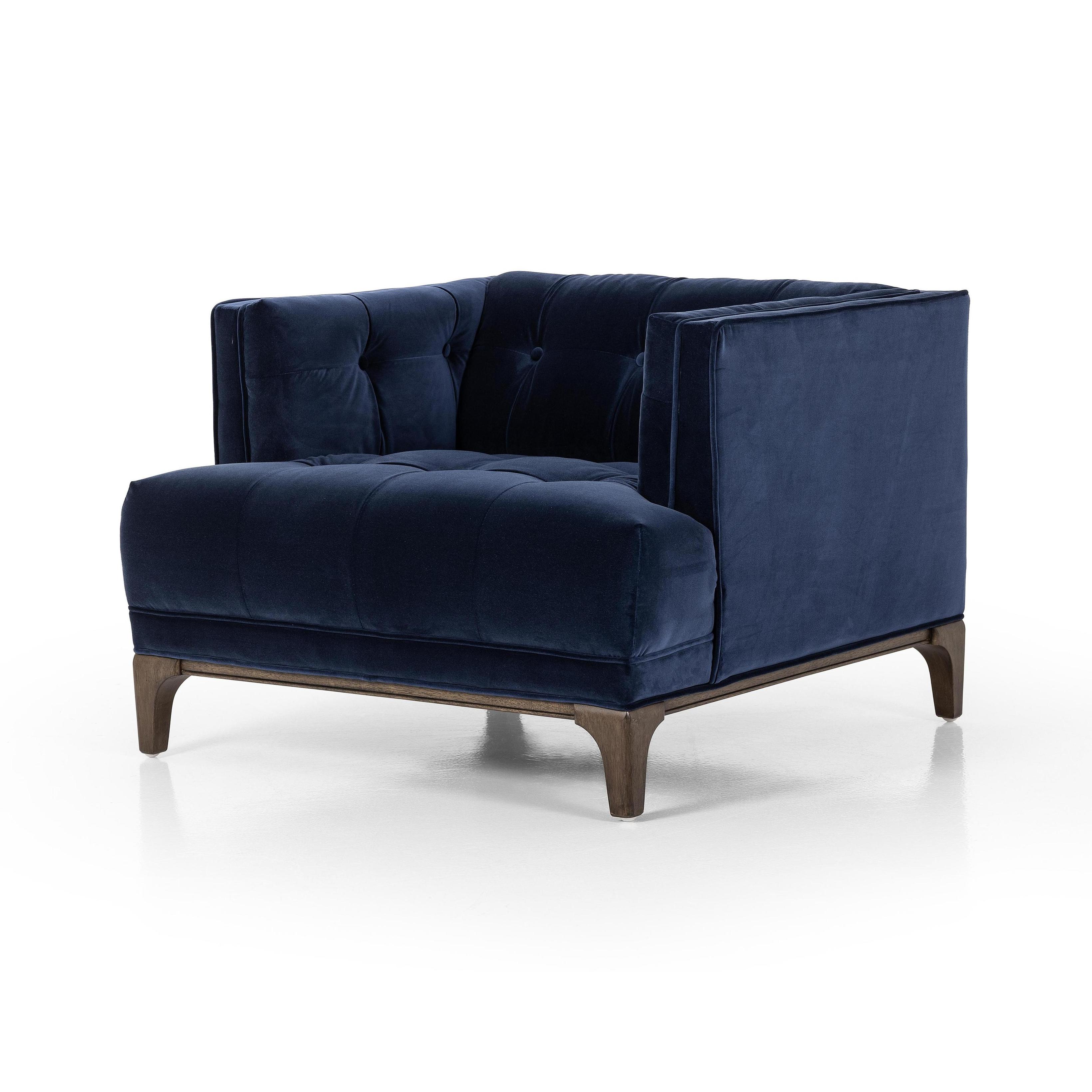 Elsie Chair in midnight velvet angled view $1049.00