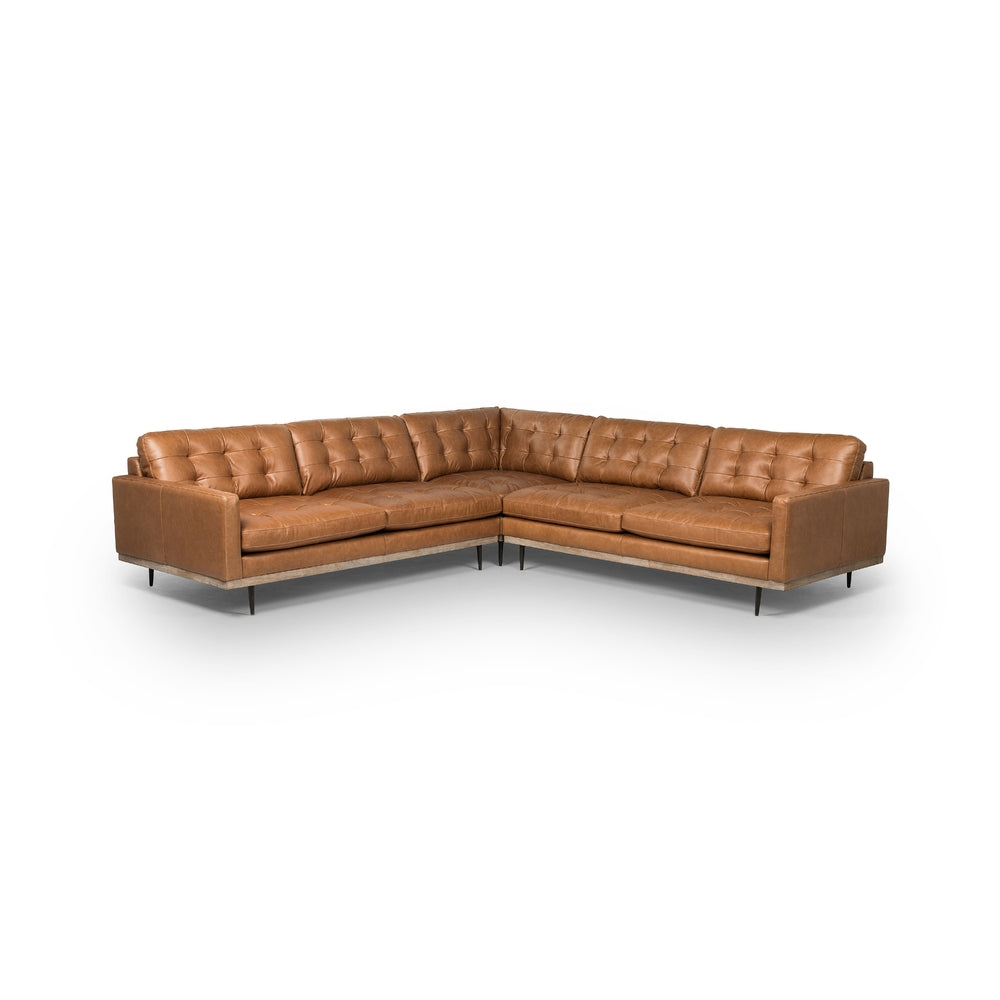 Novak 3 Piece Chaise Sectional in sonoma butterscotch leather