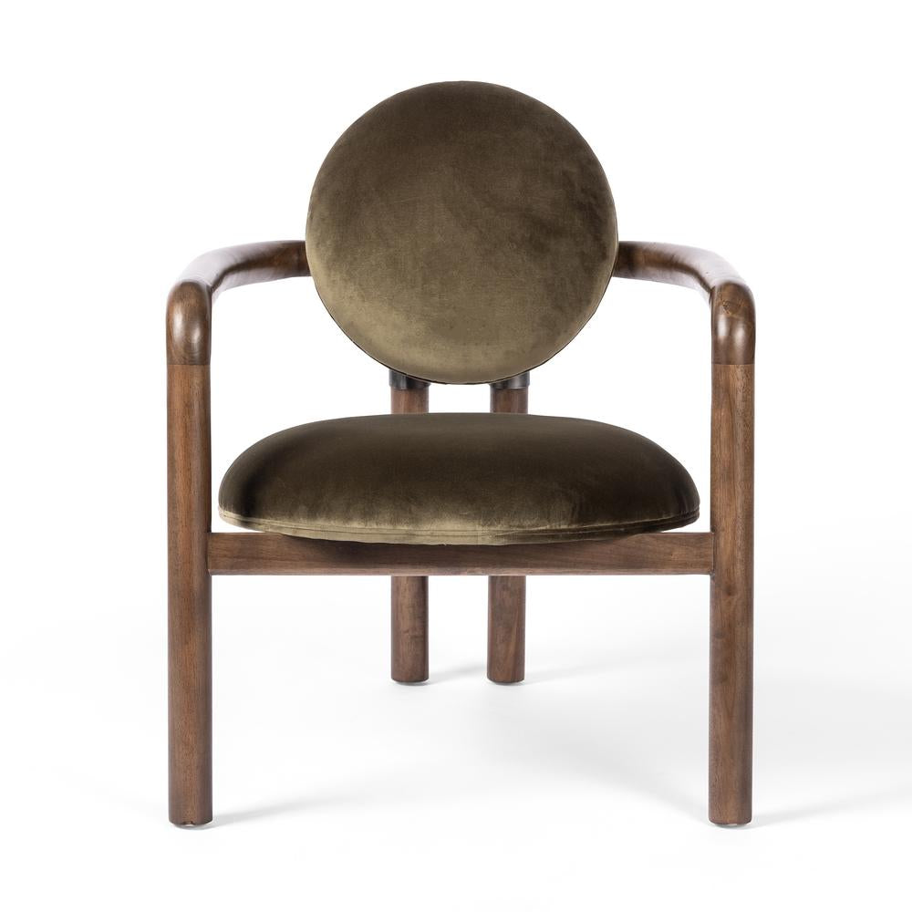 Greta Chair in surrey olive velvet front view