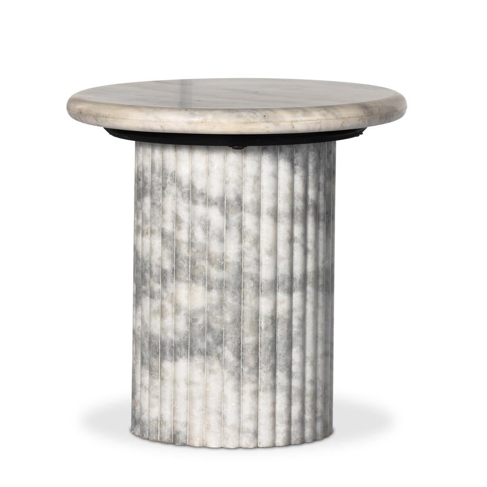 Oranda White Marble End Table | Four Hands