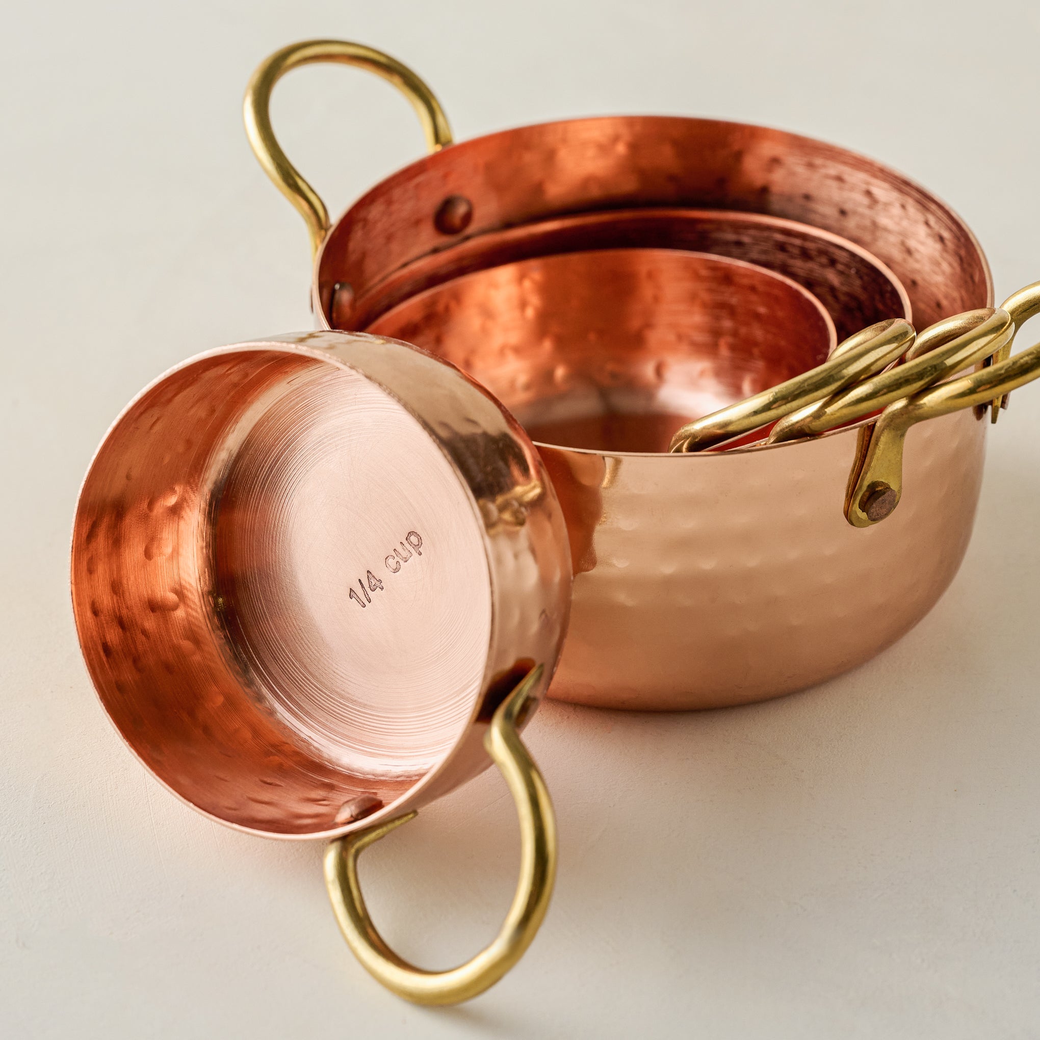 Hammered Copper & Gold Measuring Cups